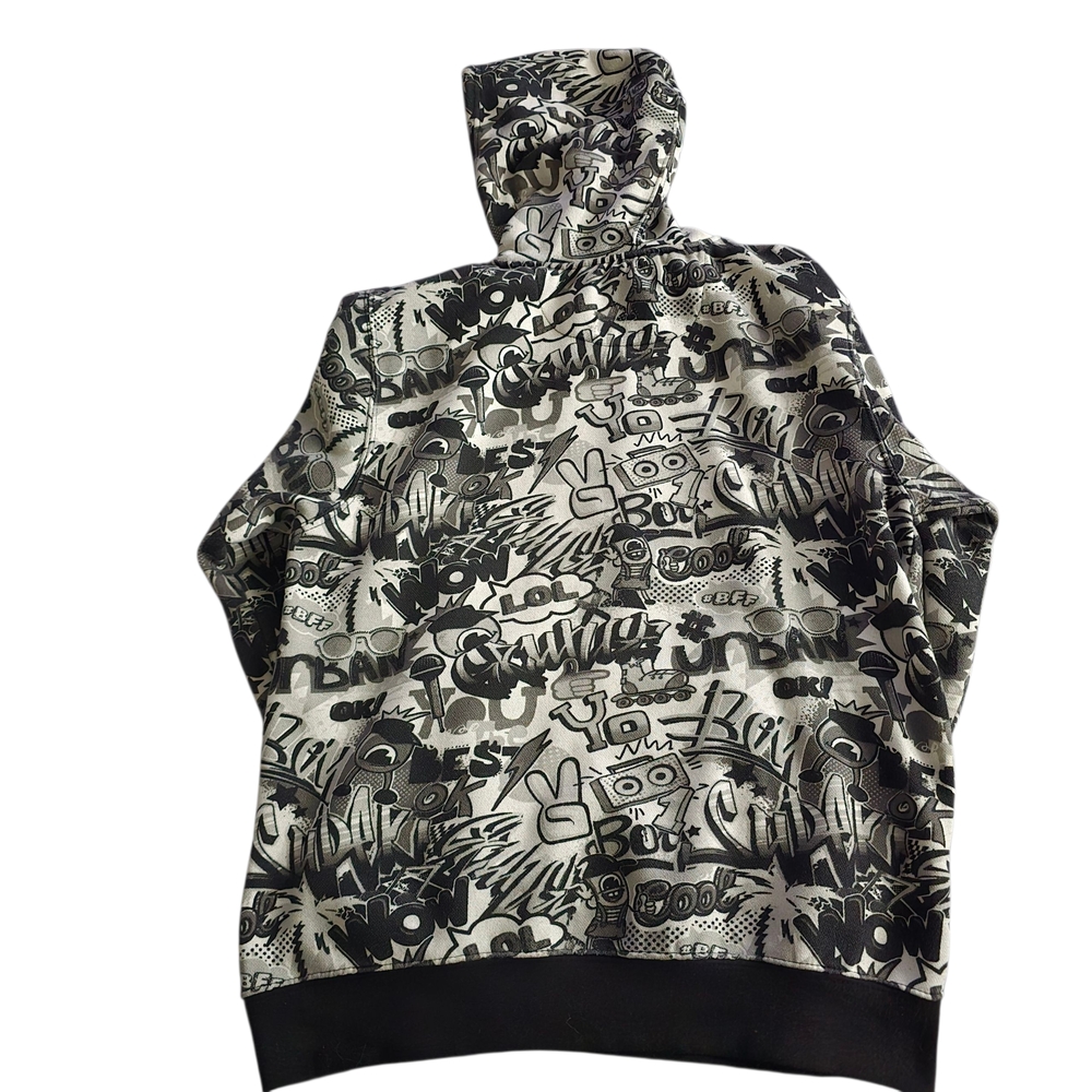 Super Massive Pull Over Hoodie Comic-Style Graffiti Print/Street Art Mens Medium - Picture 4 of 9